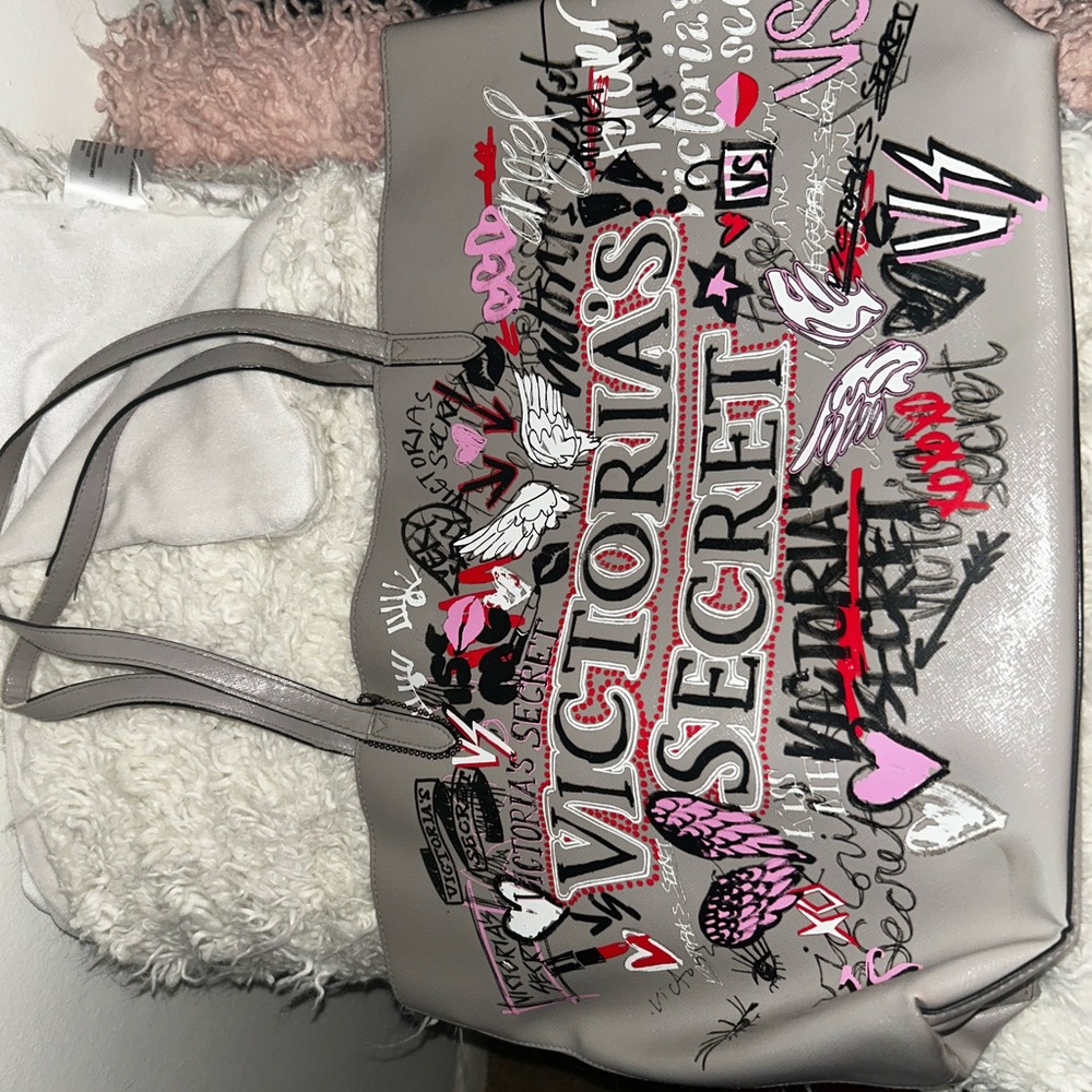 Victoria's Secret Artistic Gray and Pink Tote